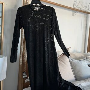 Splendid soft Elegant Black Lace Long Sleeve Dress